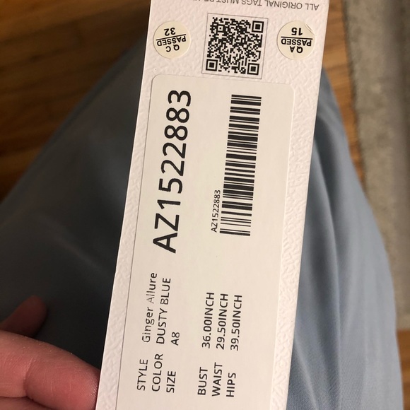 NWT Azazie Ginger Allure Bridesmaid Dress Dusty Blue - Picture 4 of 10